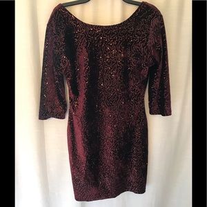 Maroon and sequence Christmas dress